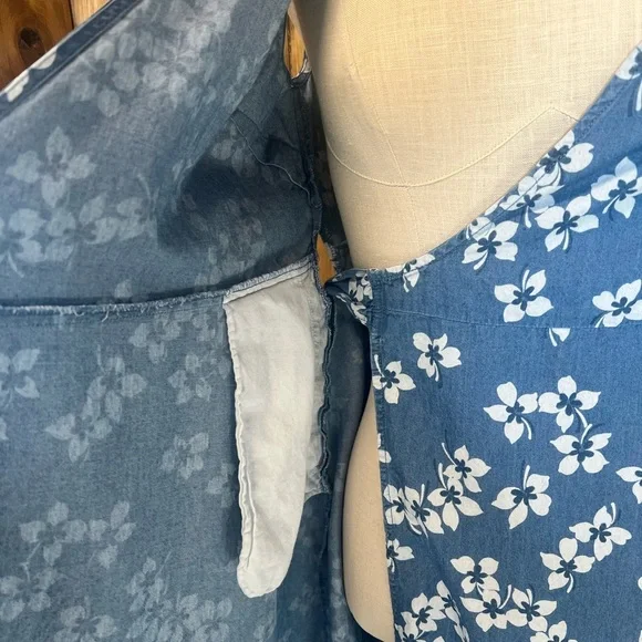 Draper James 8 Sleeveless Denim Wrap Midi Length Dress 100% Cotton - Picture 9 of 12